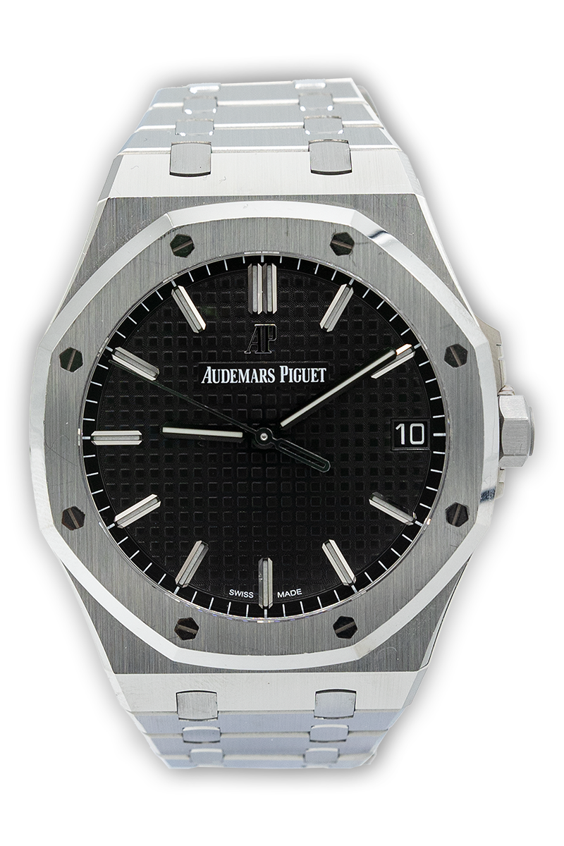 Audemars Piguet reference "15500ST.00.1220ST.03" Royal Oak steel luxury watch with black dial