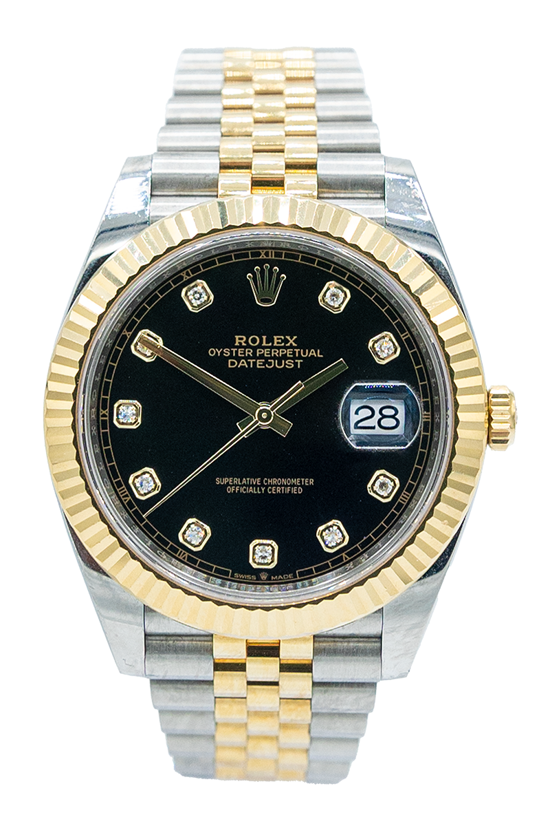 Rolex reference "126333" Datejust steel and yellow gold luxury watch with black diamond dial