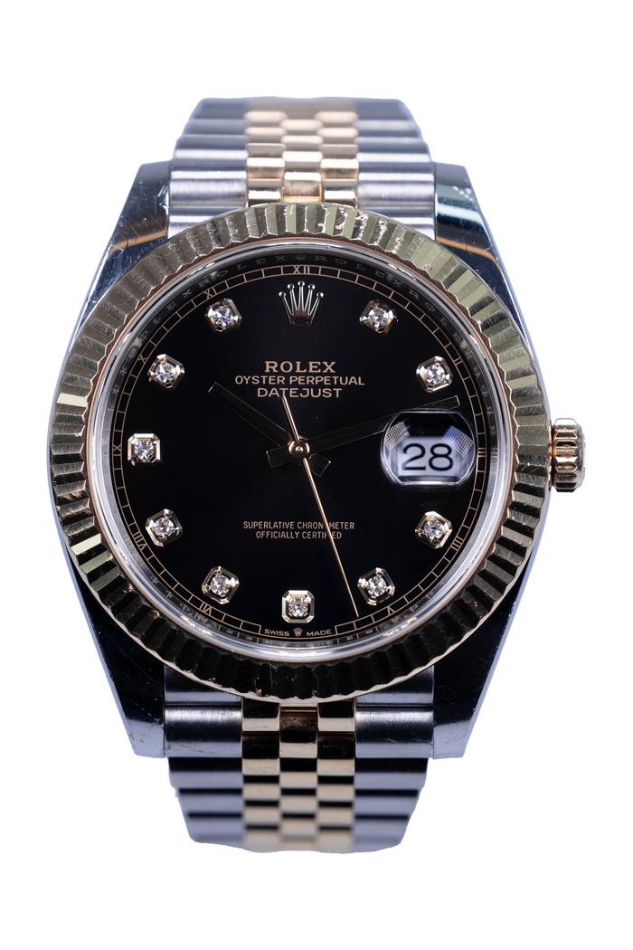 Rolex Datejust 41 Ref. 126333 — schwarzes Zifferblatt, Gehäuse in Stahl und Gelbgold