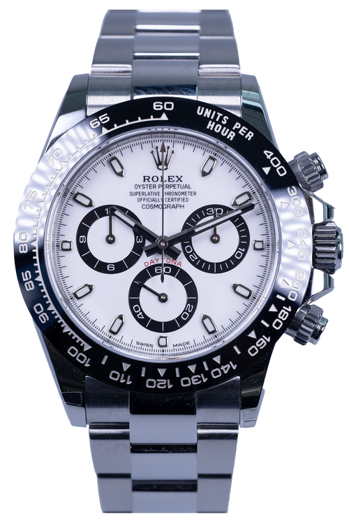 Rolex Daytona 116500LN – weißes Zifferblatt, Stahlgehäuse mit Keramiklünette