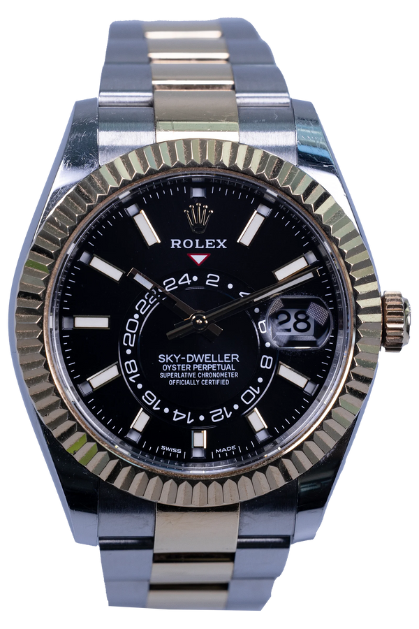 Rolex Sky-Dweller 326933 Stahl/Gelbgold mit schwarzem Zifferblatt, Fullset 2022