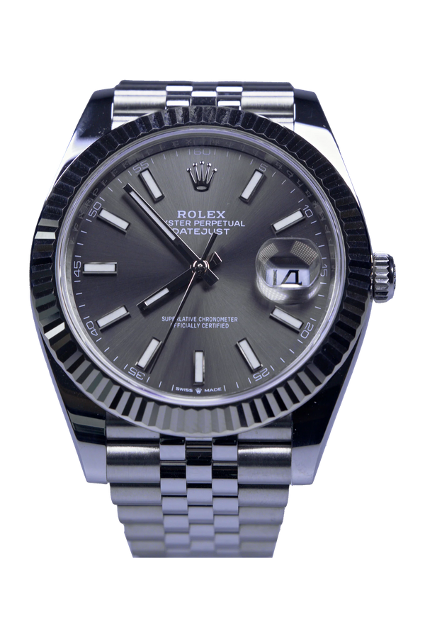 Rolex Datejust 41 Ref. 126334 — Rhodium-Zifferblatt, Stahl mit Weißgold-Lünette, Jubilee-Band