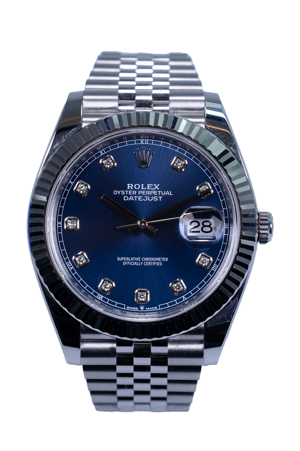 Rolex Datejust 41 Ref. 126334 – blaues Zifferblatt, Edelstahl mit Weißgold-Lünette