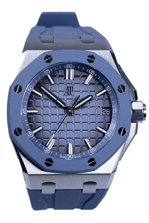 Audemars Piguet Royal Oak Offshore 15605SK.OO.A350CA.01 — blaues Zifferblatt, Stahl, Kautschukband