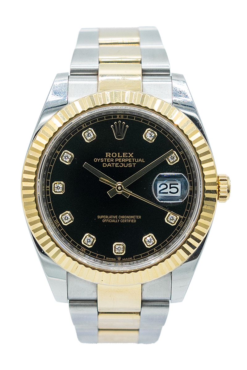 Rolex reference "126333" Datejust steel and yellow gold luxury watch with black dial