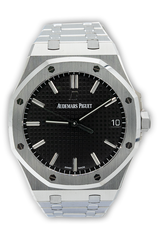 Audemars Piguet reference "15500ST.00.1220ST.03" Royal Oak steel luxury watch with black dial