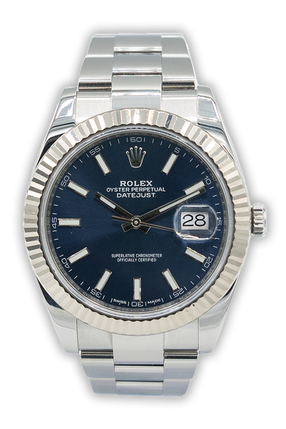 Rolex reference "126334" Datejust steel luxury watch with blue dial