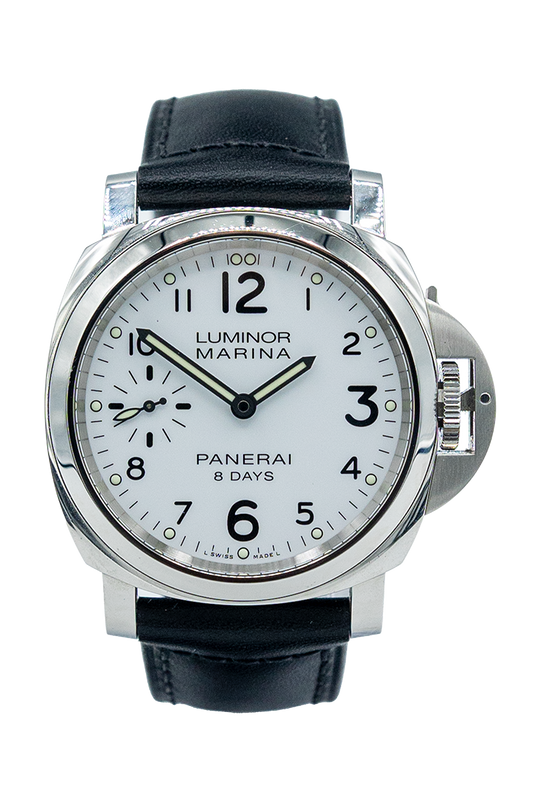 Panerai reference "PAM00563" Luminor steel luxury watch with white dial