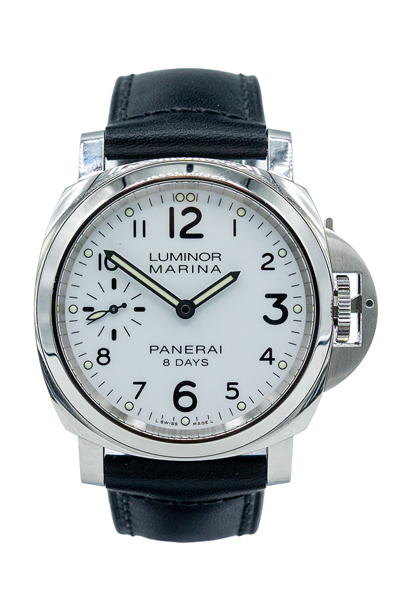 Panerai reference "PAM00563" Luminor steel luxury watch with white dial
