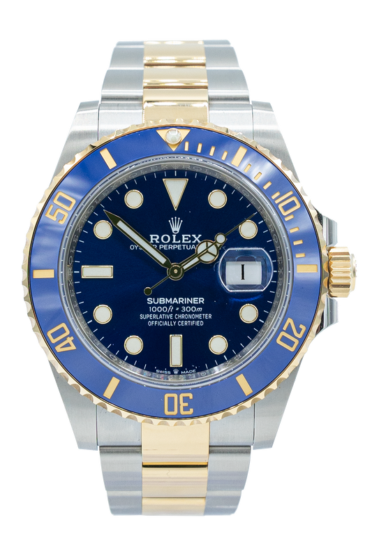 Rolex reference "126612LB" Submariner Date steel luxury watch with blue dial and blue bezel