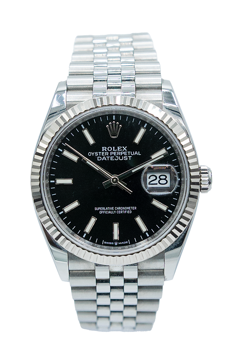 Rolex reference "126234" Datejust steel luxury watch with black dial