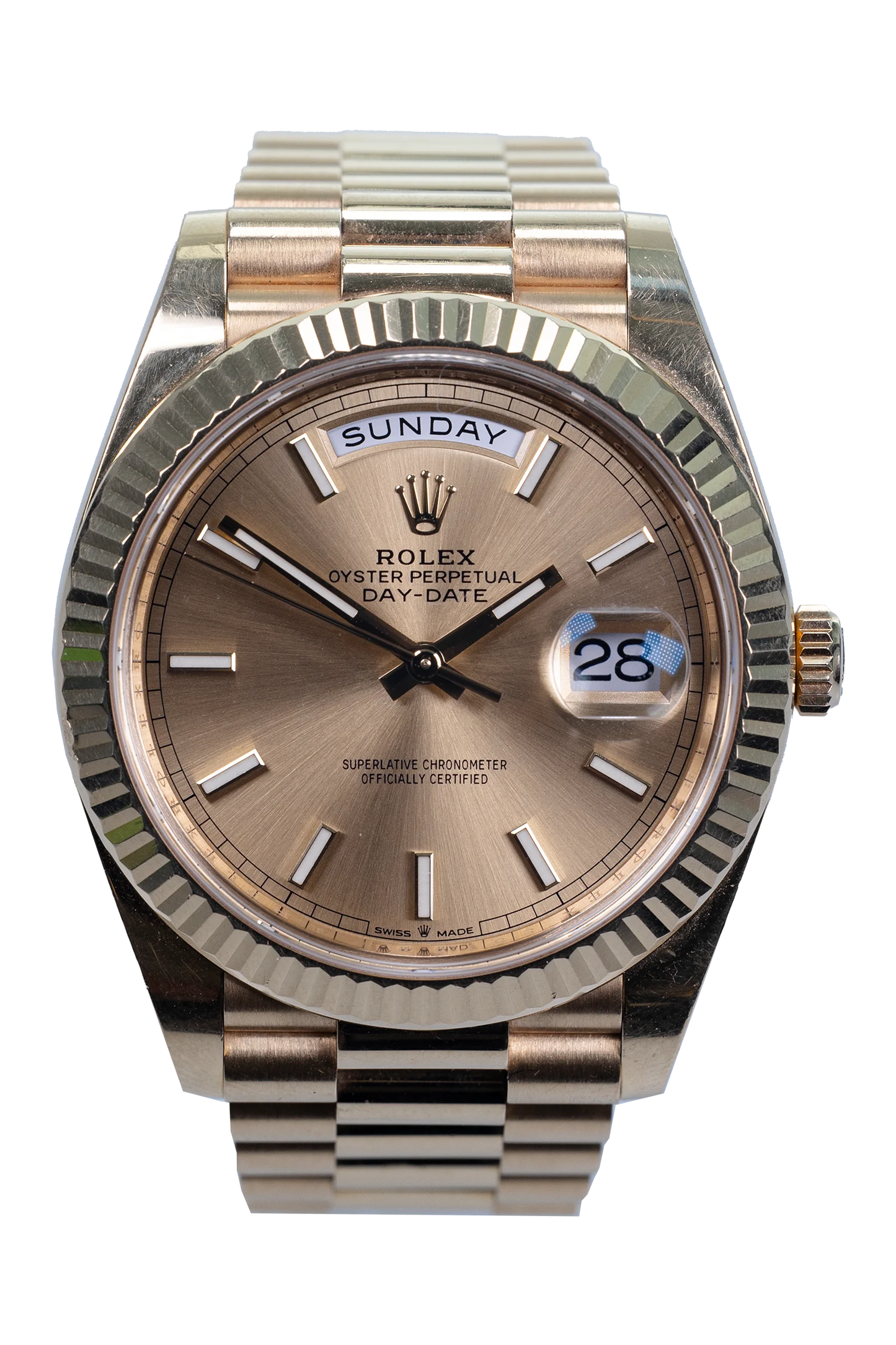 Rolex Day-Date 40 Ref. 228238 — champagnerfarbenes Zifferblatt, Gelbgold, President-Band