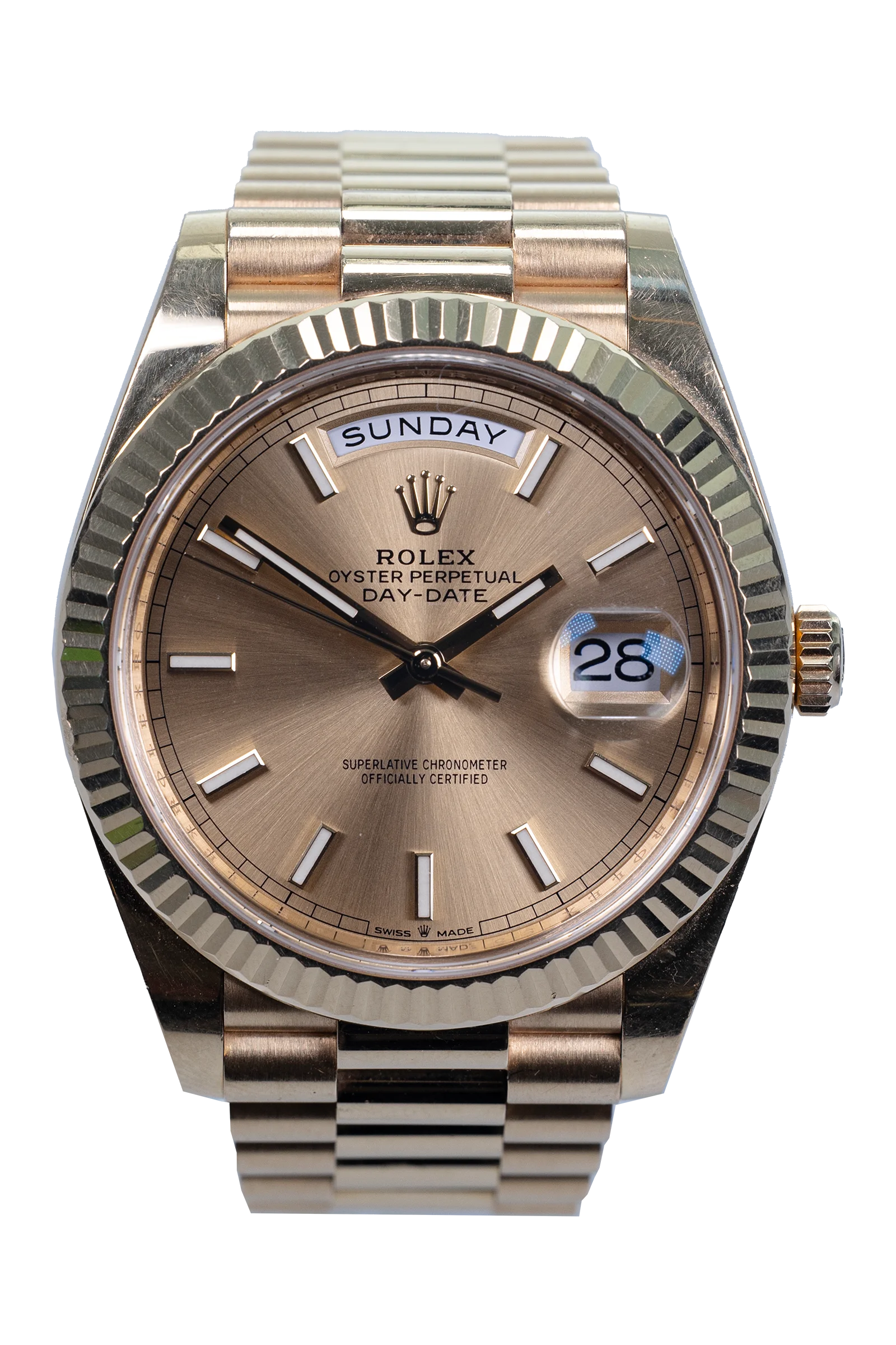 Rolex Day-Date 40 Ref. 228238 — champagnerfarbenes Zifferblatt, Gelbgold, President-Band