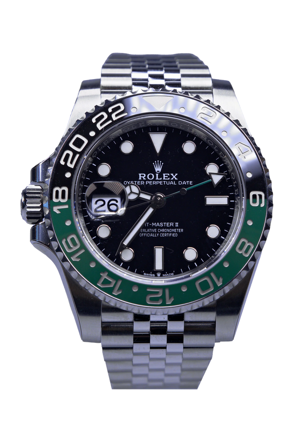 Rolex GMT-Master II 126720VTNR Sprite – schwarzes Zifferblatt, Stahl, Jubilee-Band
