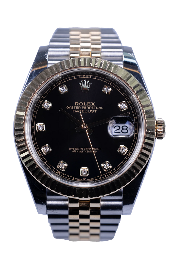 Rolex Datejust 41 Ref. 126333 — schwarzes Zifferblatt, Gehäuse in Stahl und Gelbgold