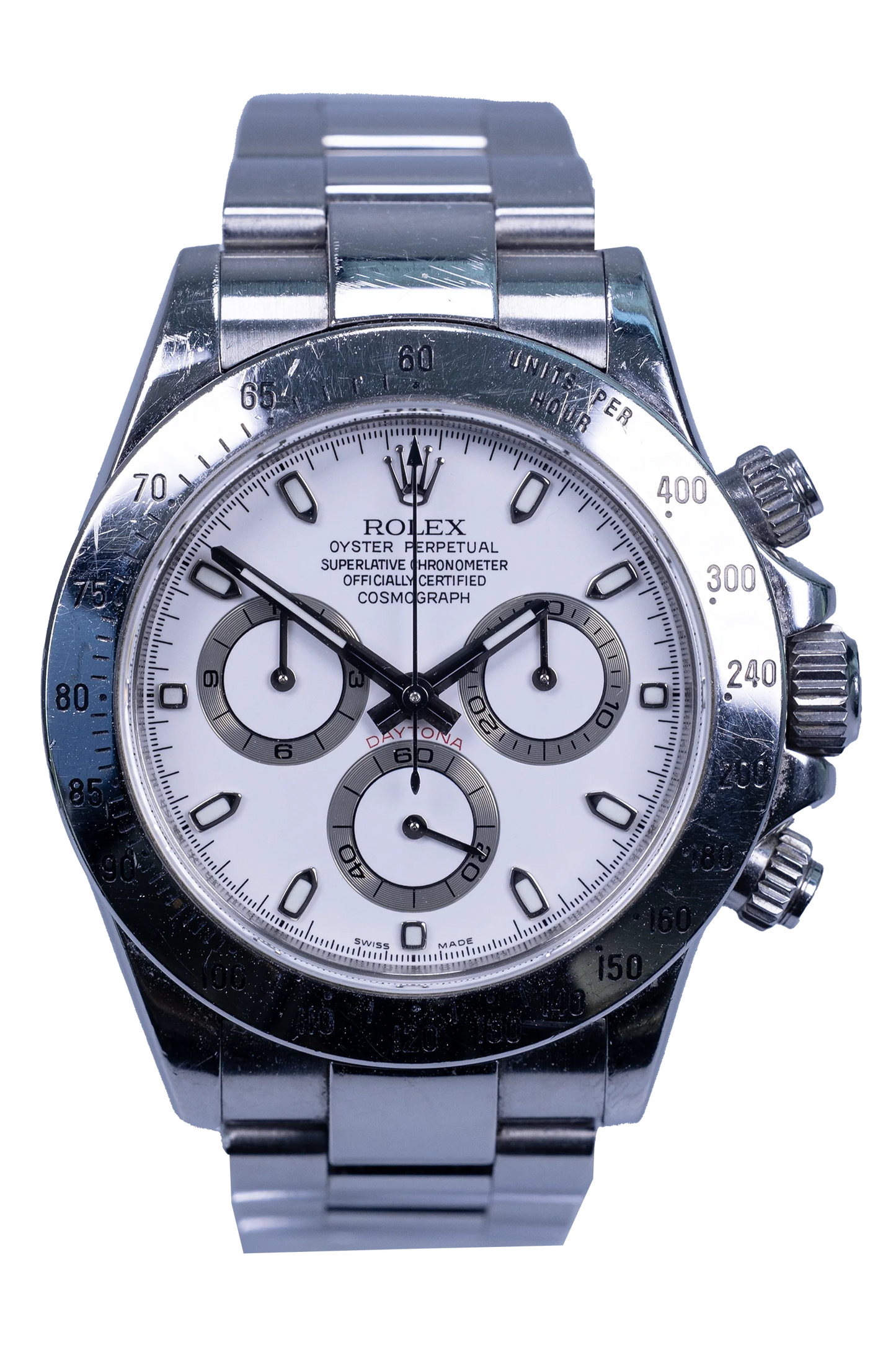 Rolex Daytona 116520 Stahl mit weißem Zifferblatt — Pre-owned, Baujahr 2008