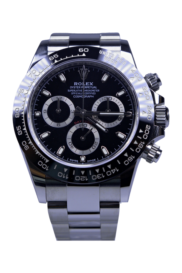 Rolex Daytona 116500LN — schwarzes Zifferblatt, Stahlgehäuse mit Cerachrom-Lünette