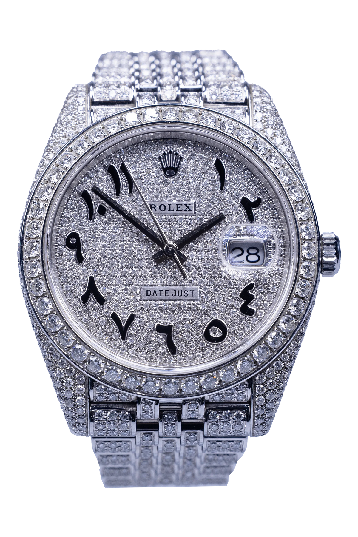 Rolex Datejust 126300 Iced Out — diamantbesetztes Zifferblatt, Stahlgehäuse 41 mm