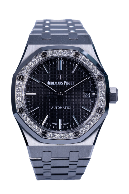 Audemars Piguet Royal Oak 15451ST.ZZ.1256ST.01 — schwarzes Zifferblatt, Stahl, Diamantlünette Audemars Piguet Royal Oak Ref. 15451ST.ZZ.1256ST.01