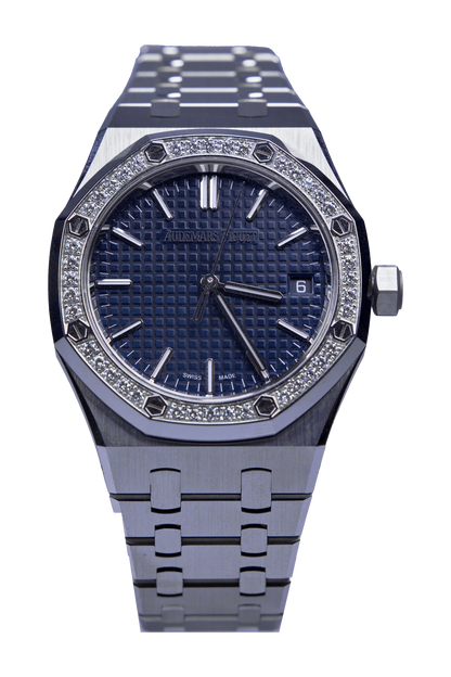 Audemars Piguet Royal Oak 15551ST.ZZ.1356ST.05 — blaues Zifferblatt, Diamantlünette, Stahl, 37 mm Audemars Piguet Royal Oak Ref. 15551ST.ZZ.1356ST.05