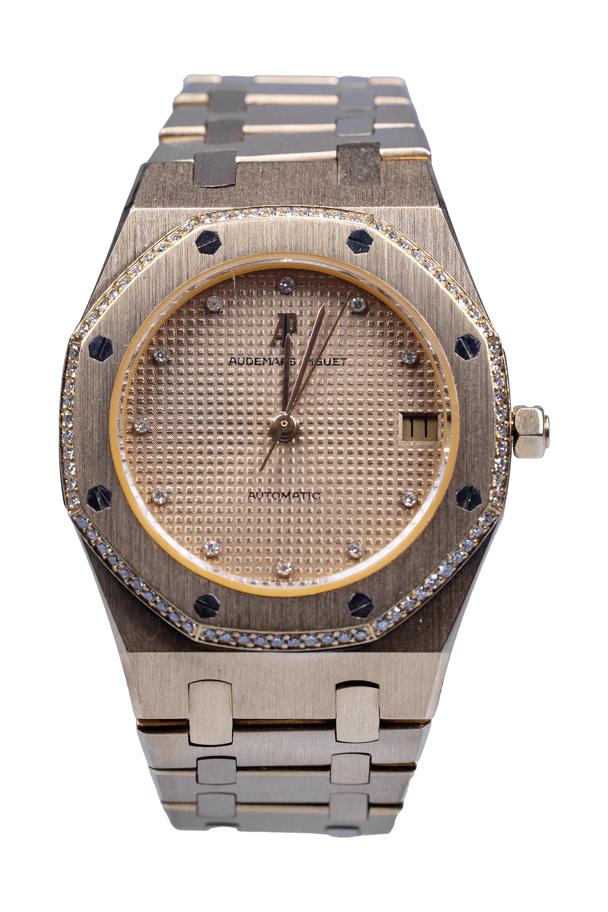 Audemars Piguet Royal Oak 4153BA – Gelbgold, champagnerfarbenes Zifferblatt mit Diamantindizes und Diamantlünette