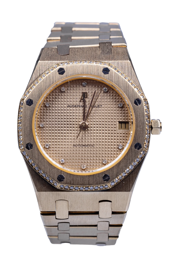 Audemars Piguet Royal Oak 4153BA – Gelbgold, champagnerfarbenes Zifferblatt mit Diamantindizes und Diamantlünette