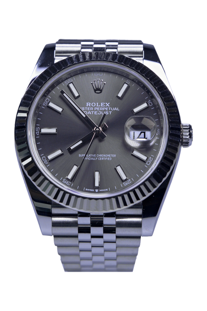 Rolex Datejust 41 Ref. 126334 — Rhodium-Zifferblatt, Stahl mit Weißgold-Lünette, Jubilee-Band Rolex Datejust 41 Ref. 126334