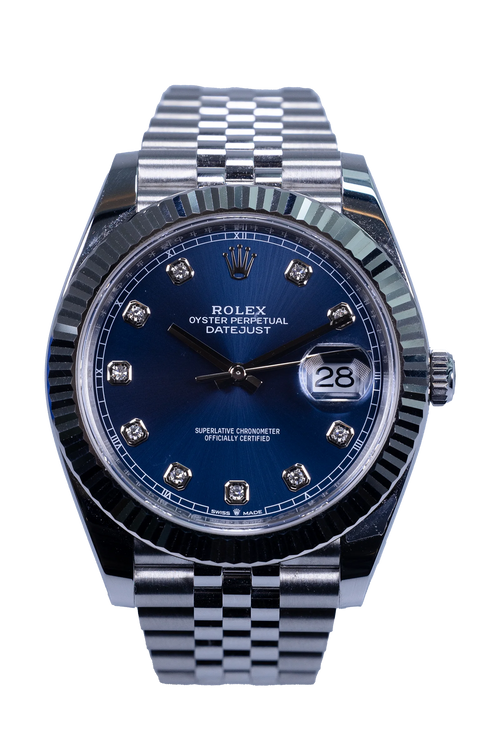 Rolex Datejust 41 Ref. 126334 – blaues Zifferblatt, Edelstahl mit Weißgold-Lünette