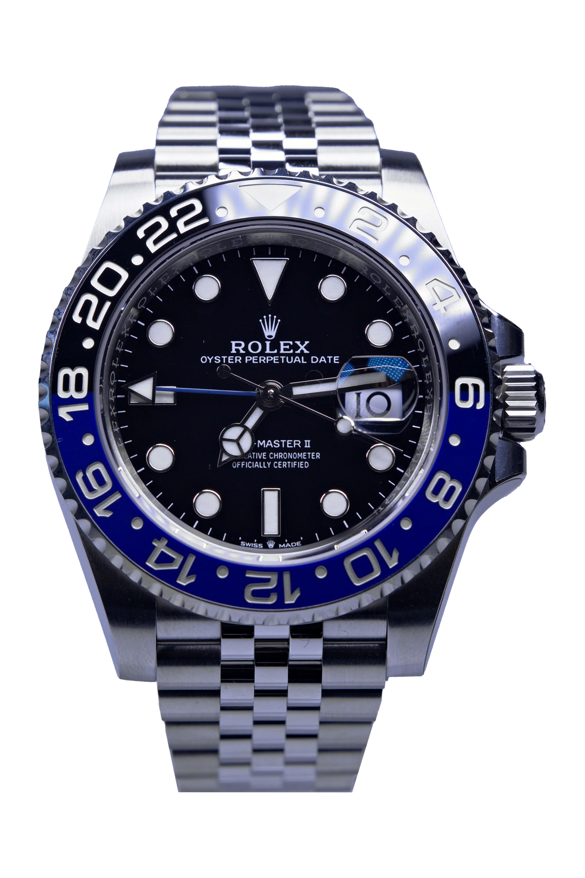 Rolex GMT-Master II 126710BLNR Batgirl — schwarzes Zifferblatt, Stahl, Jubilee-Band