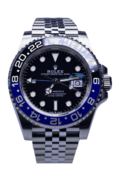 Rolex GMT-Master II 126710BLNR Batgirl — schwarzes Zifferblatt, Stahl, Jubilee-Band Rolex GMT-Master II Ref. 126710BLNR