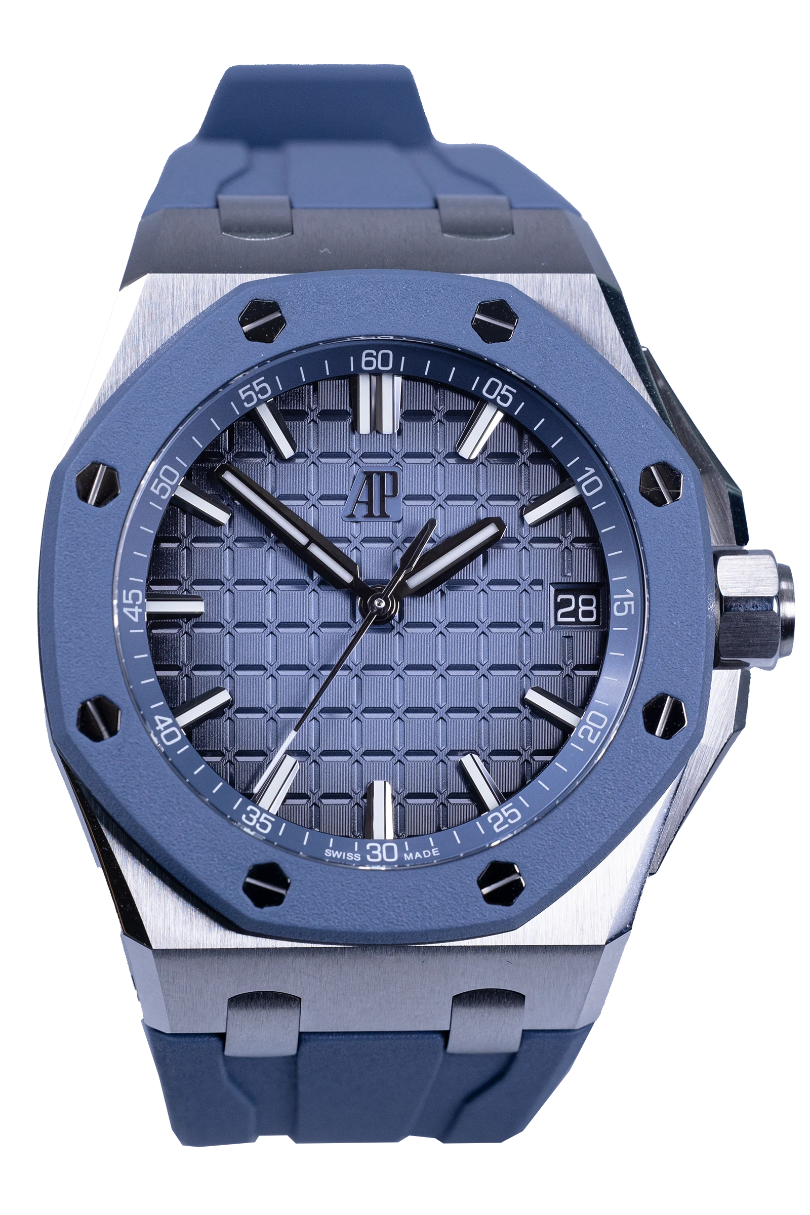 Audemars Piguet Royal Oak Offshore 15605SK.OO.A350CA.01 — blaues Zifferblatt, Stahl, Kautschukband