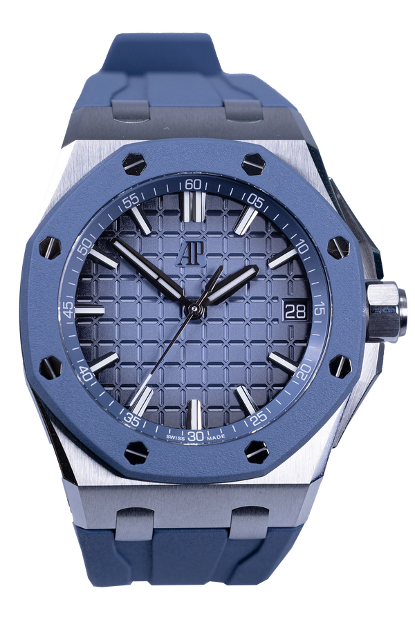 Audemars Piguet Royal Oak Offshore 15605SK.OO.A350CA.01 — blaues Zifferblatt, Stahl, Kautschukband