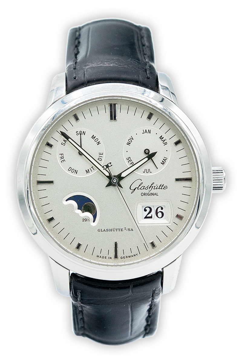 Glashütte Original reference "100-06-13-02-04" Senator steel luxury watch with white dial