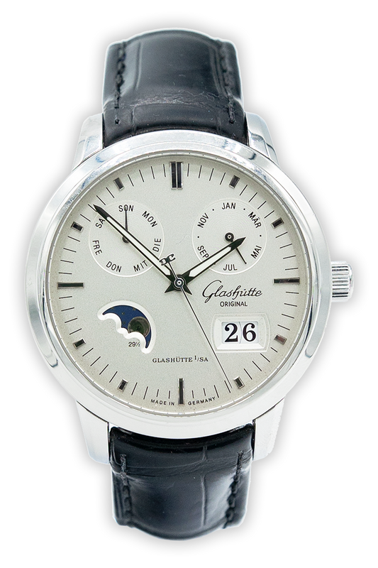 Glashütte Original reference "100-06-13-02-04" Senator steel luxury watch with white dial
