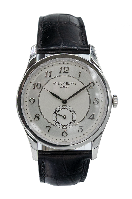 Patek Philippe reference "5196p-001" Calatrava platinum luxury watch with mother of pearl dial