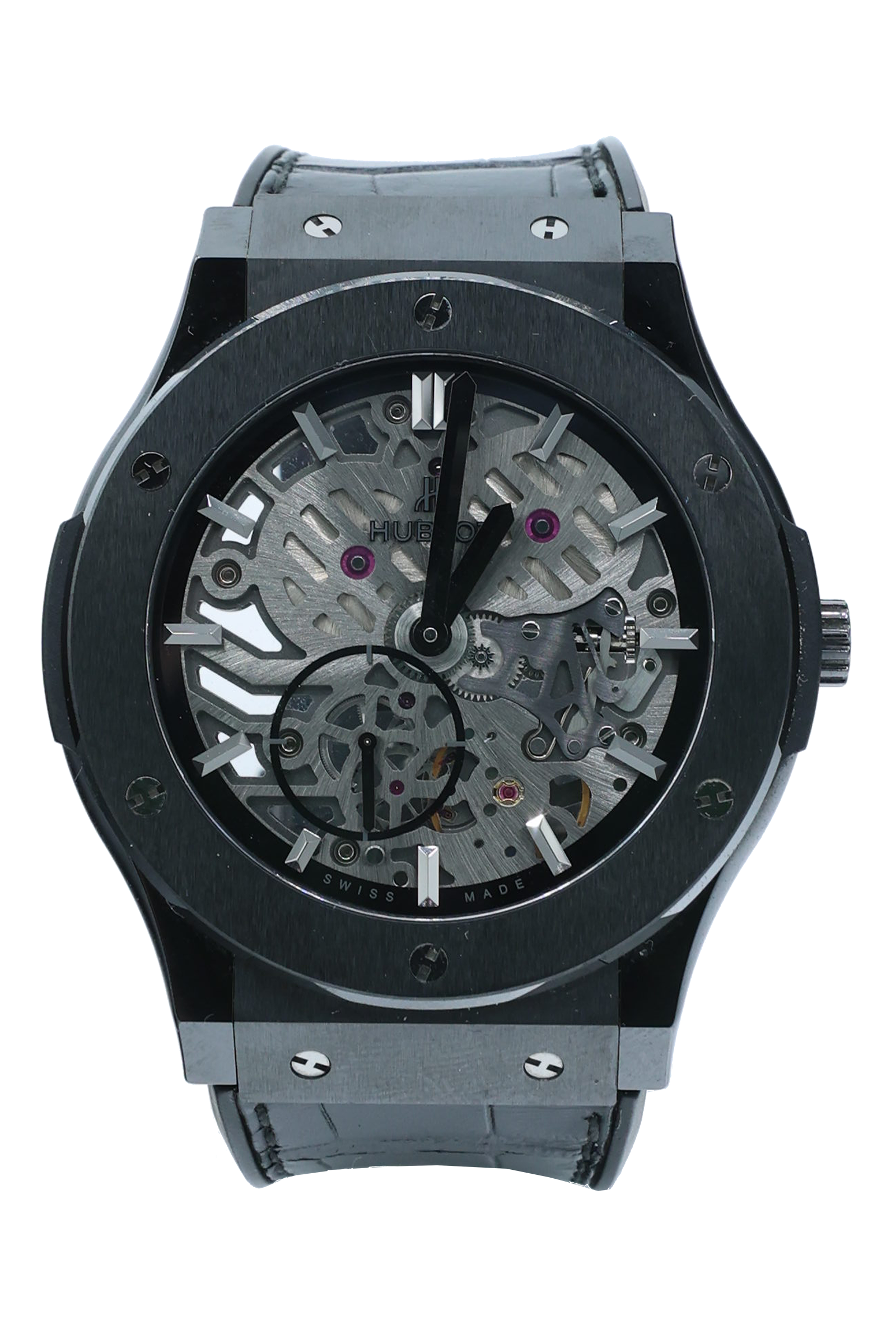 Hublot reference "515.CM.0140.LR" Classic Fusion Ceramic luxury watch with skeleton dial