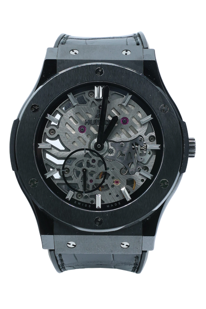 Hublot reference "515.CM.0140.LR" Classic Fusion Ceramic luxury watch with skeleton dial