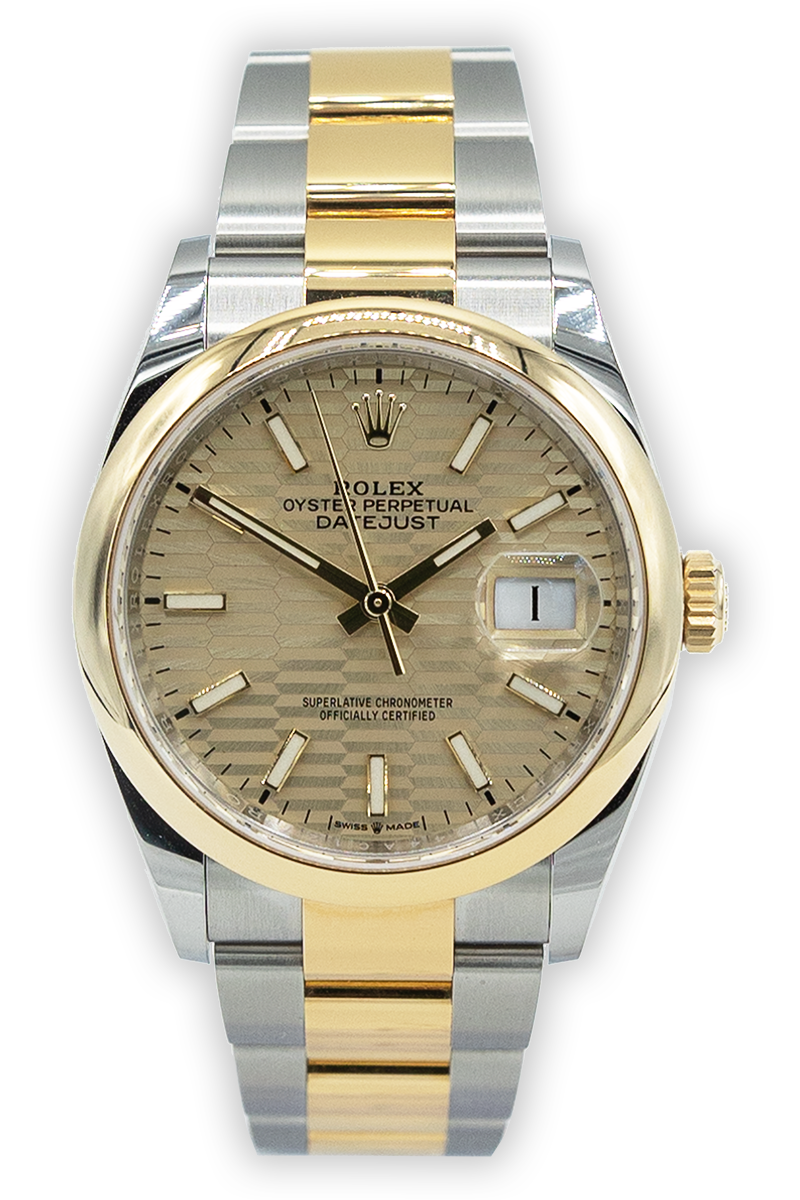 Rolex reference "126233" Datejust steel and yellow gold luxury watch with champagne dial