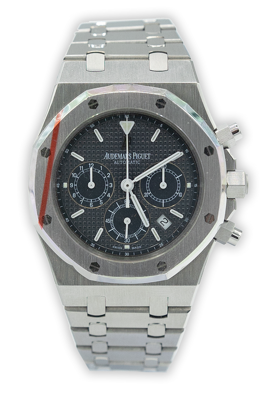 Audemars Piguet reference "25860TI.0.111.ST01" Royal Oak Chronograph steel luxury watch with grey dial